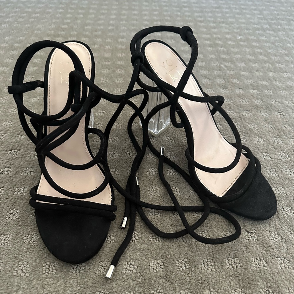 Black Strappy Heels - Size 7.5